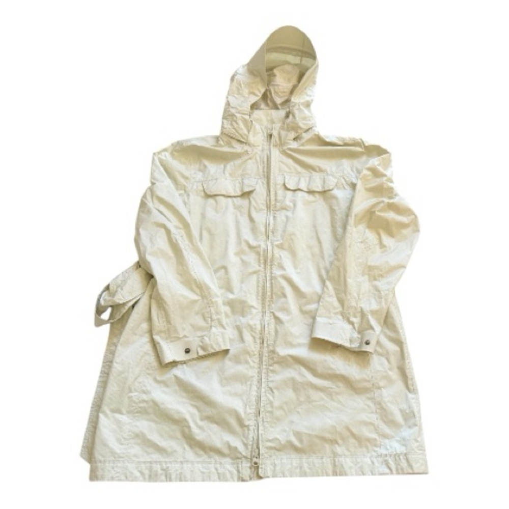 L.L. Bean Trail Model Raincoat Cream Hooded Belted Trench Large